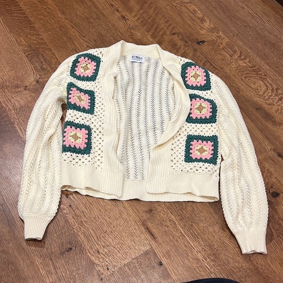 27 Miles Women’s Cardigan Cream Green and Pink Size XS - Picture 1 of 4